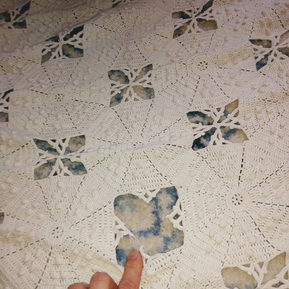 Crocheted Doilie Duvet Afghan Queen Size Blanket T - Picture 5 of 5